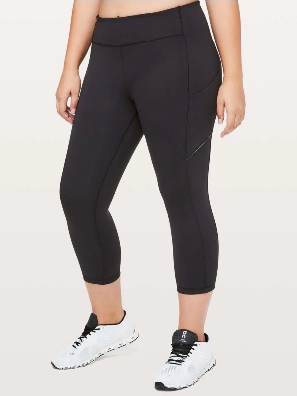 lululemon athletica Black Cropped Leggings with Side Pocket